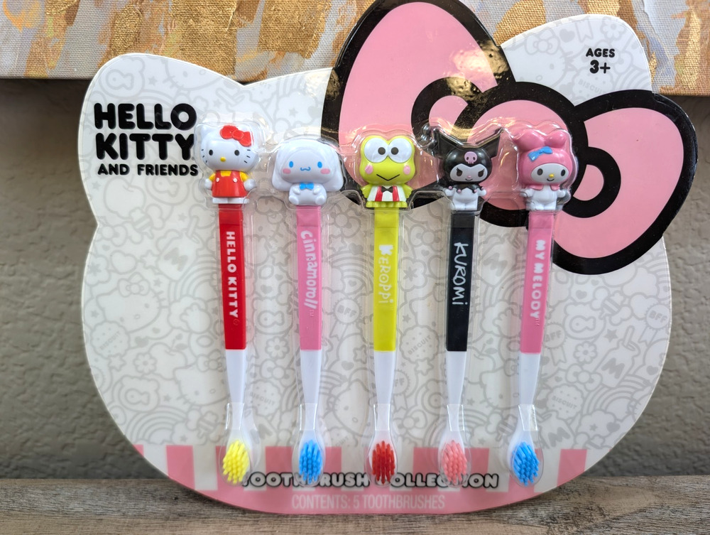 Hello Kitty & Friends Toothbrush Collection Set 5 Sanrio Kids Toothbrushes NEW